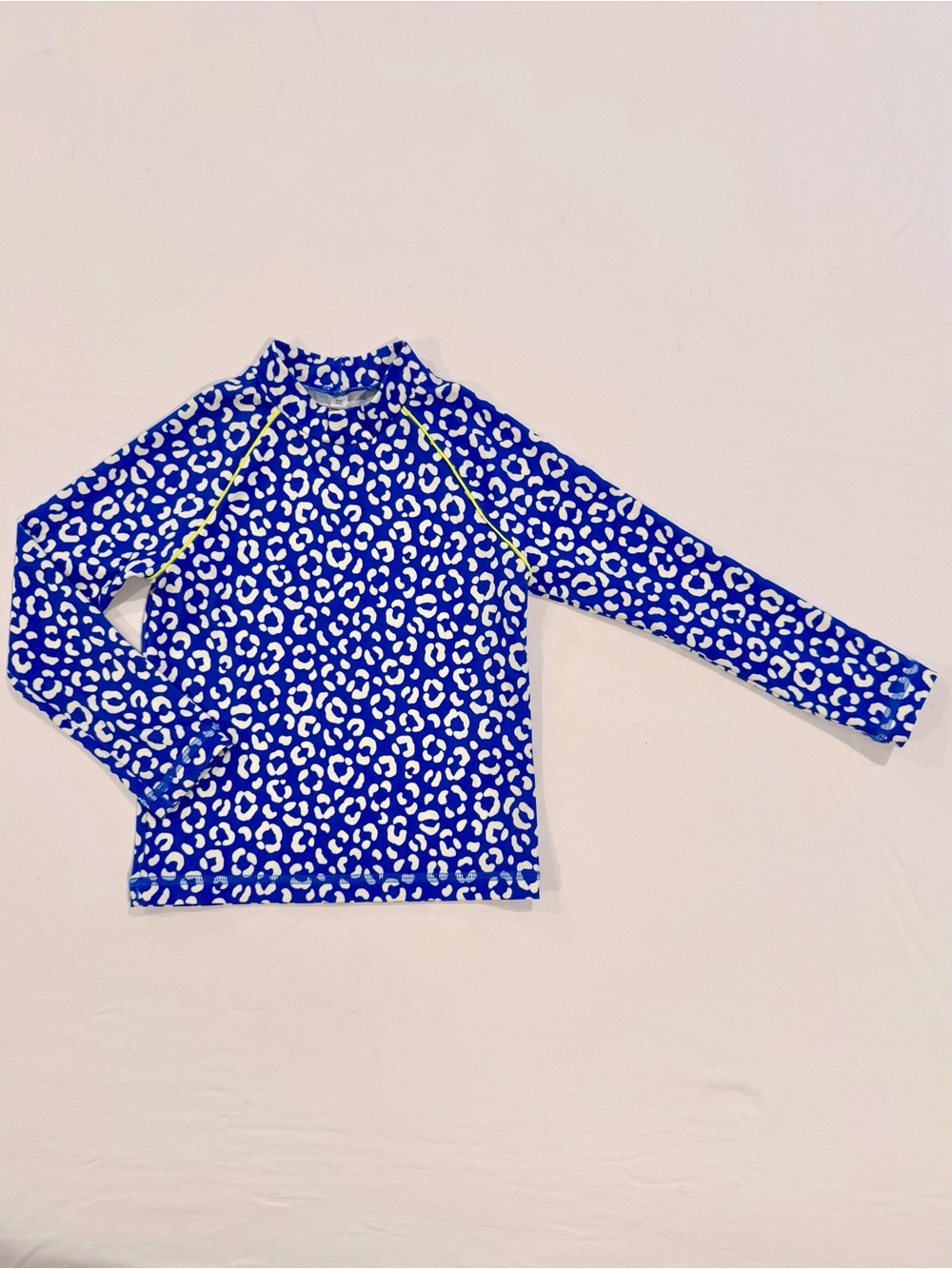 Mini Boden Sun-Safe Rashguard Girls 3-4 Y 3T 4T Blue Leopard Long-Sleeves Swim